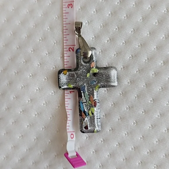 Vintage Glasswork Cross Pendant and Earring Set - Picture 7 of 7